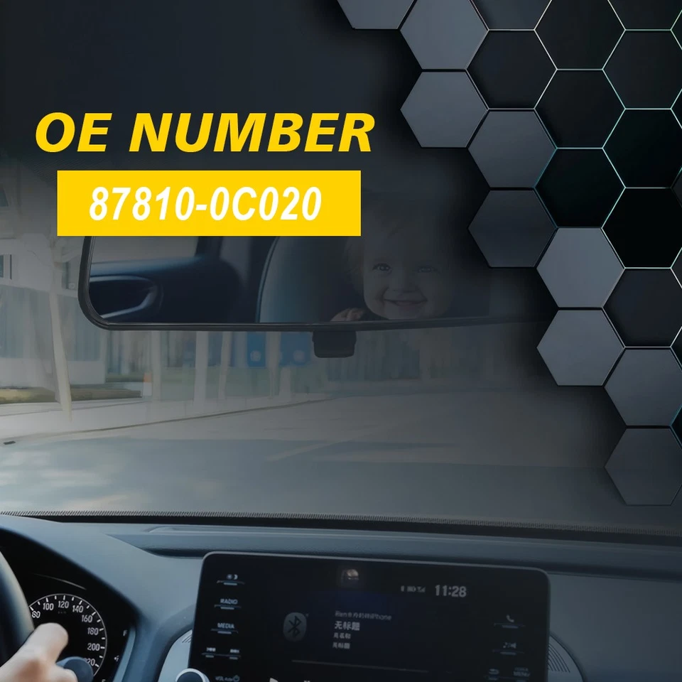 Espejo retrovisor central de vidrio plano ancho 1-10X para Toyota Tundra Camry Sequoia Foto 3 de 4