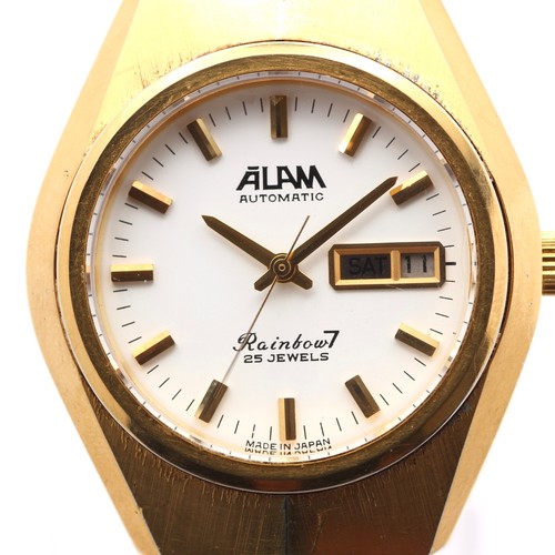 Rare ALAM Rainbow 7 Automatic Mens Watch White Dial 70s Vintage JP Date