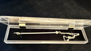 Sterling 925 Yad (Torah)Pointer With Chain /case - yad 4-3/4" chain 5"