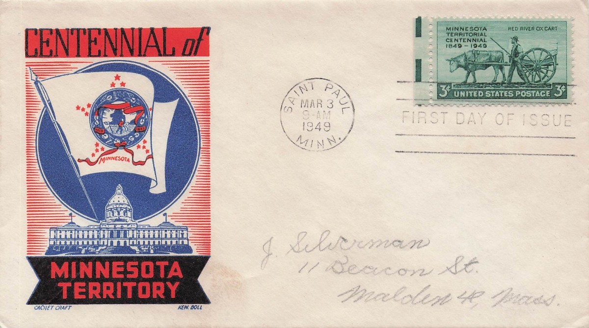 US 981 FDC Minnesota Territory Centennial Cachet Craft Ken Boll | eBay