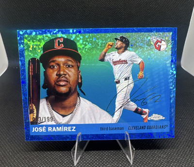Topps 2025 Chrome Platinum José Ramírez #75 Guardians Blue Mini Diamond /199