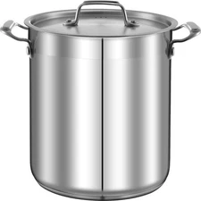 NutriChef 20 Quart Stainless Steel Stockpot Set - Ergonomic, Non-allergic