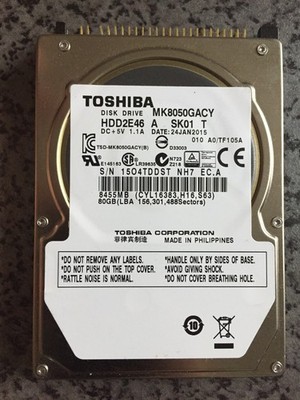 TOSHIBA MK8050GACY 2,5'' 6,35cm HDD IDE 44 PIN P-ATA HARD HDD2E46 A SK01 T  M952