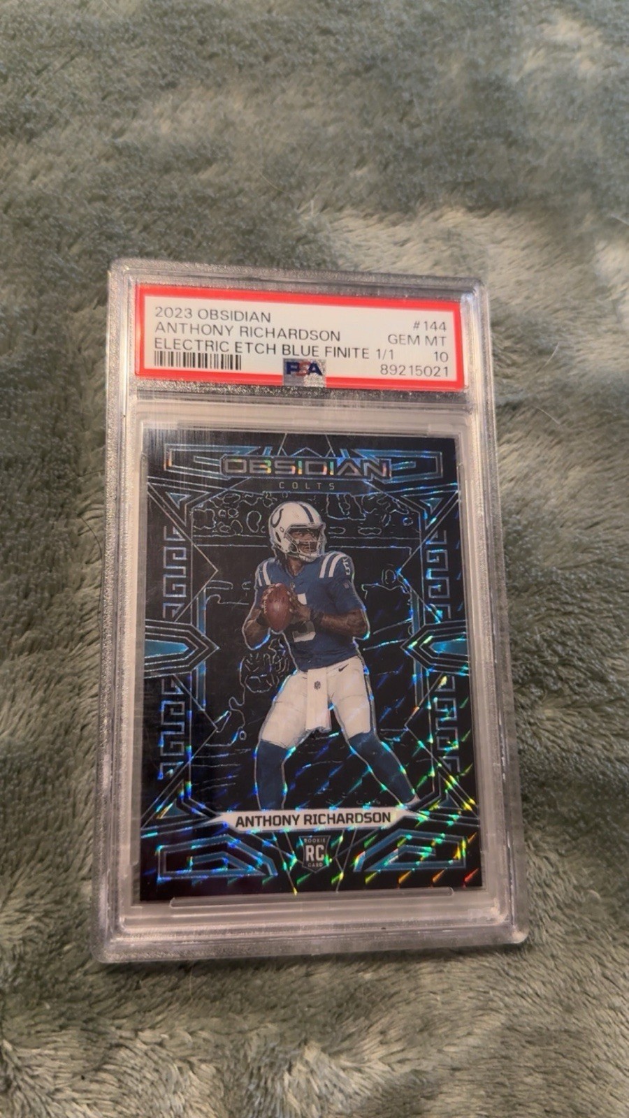 2023 Panini Obsidian Anthony Richardson Electric Etch Blue Finite Psa10 1 Of 1