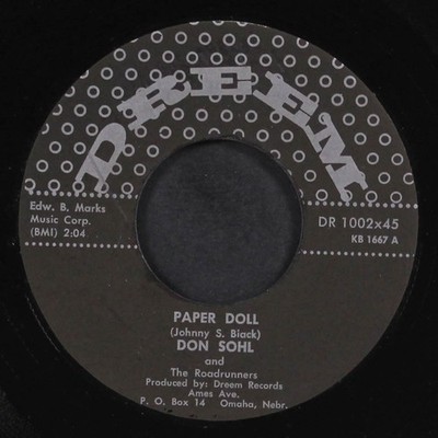 DON SOHL & ROADRUNNERS: paper doll / come along with me DREEM 7'' Single 45 RPM