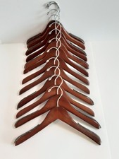 Vintage Set Of 12 Wooden Children's Hangers Dark Brown