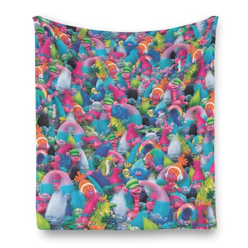 Best! Trolls Cartoon Movies Warm Single-Side Printing Flannel Fleece Blanket - Picture 2 of 3