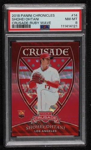 2018 Chronicles Crusade Ruby Wave Prizm 42/199 Shohei Ohtani #14 PSA 8 Rookie RC