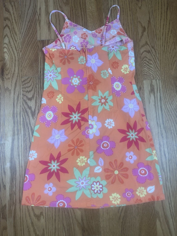 Vintage Xhilaration Girls Hawaiian DressSize 6/6x Orange Floral  Y2K New - Image 2 of 4