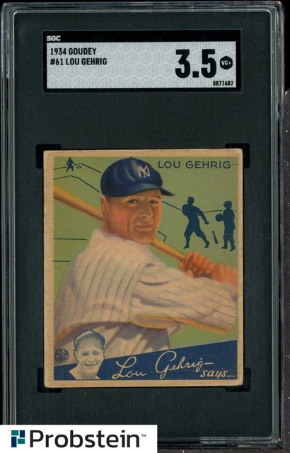 1934 Goudey #61 Lou Gehrig New York Yankees HOF SGC 3.5 VG+