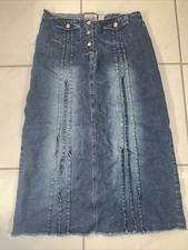 Vintage Y2K Bill Blass Denim A-Line Midi Skirt Western Modest 90s size 8 Petite
