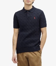 Polo Ralph Lauren Navy blueCotton Cable Knit Polo-Collar Short Sleeve Sweater XL