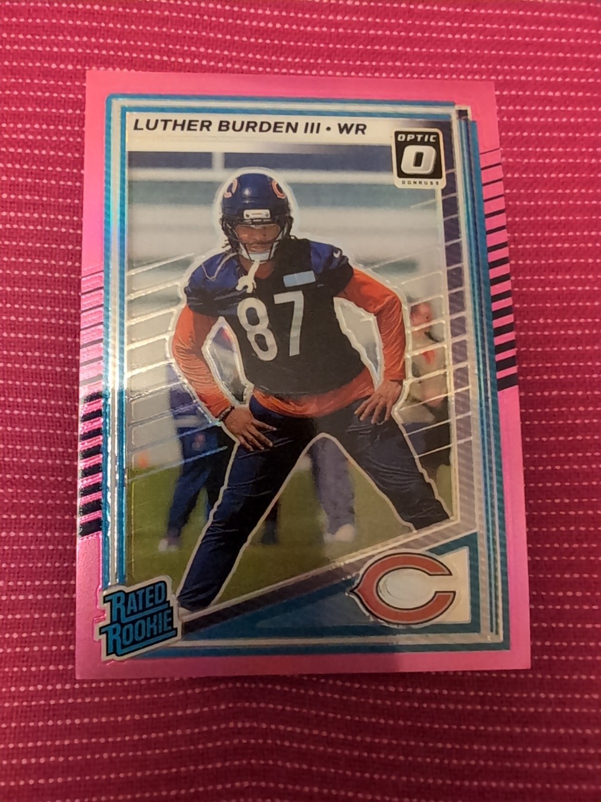 2025 Panini Donruss Luther Burden III Rated Rookie Optic Preview Pink Prizm #395