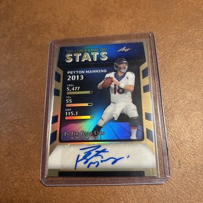 2026 Leaf In The Game Used Multi Sport Peyton Manning Video Game Stats Auto /4