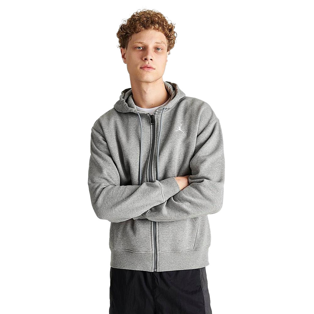 Men Jordan Essentials Carbon Heather White Zip Fleece Hoodie Size S  