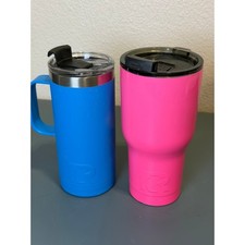 Juego de Vasos Aislados RTIC 20oz Taza Azul con Mango y Taza Rosa Neón 30oz