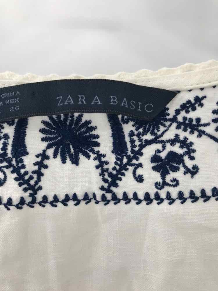 Zara Basic White Size Small Embroidered Shift Kne… - image 3