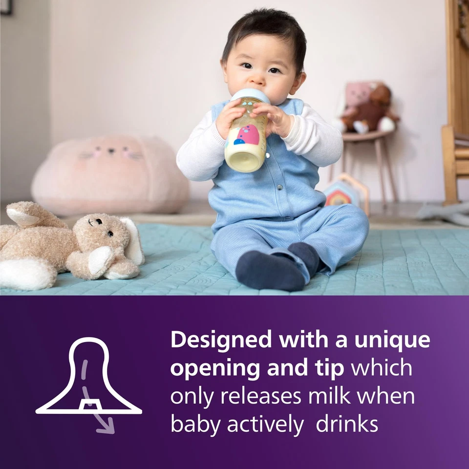 Mamadeiras Philips Avent 9 oz mamilos fluxo médio pacote com 2 - Imagem 4 de 4