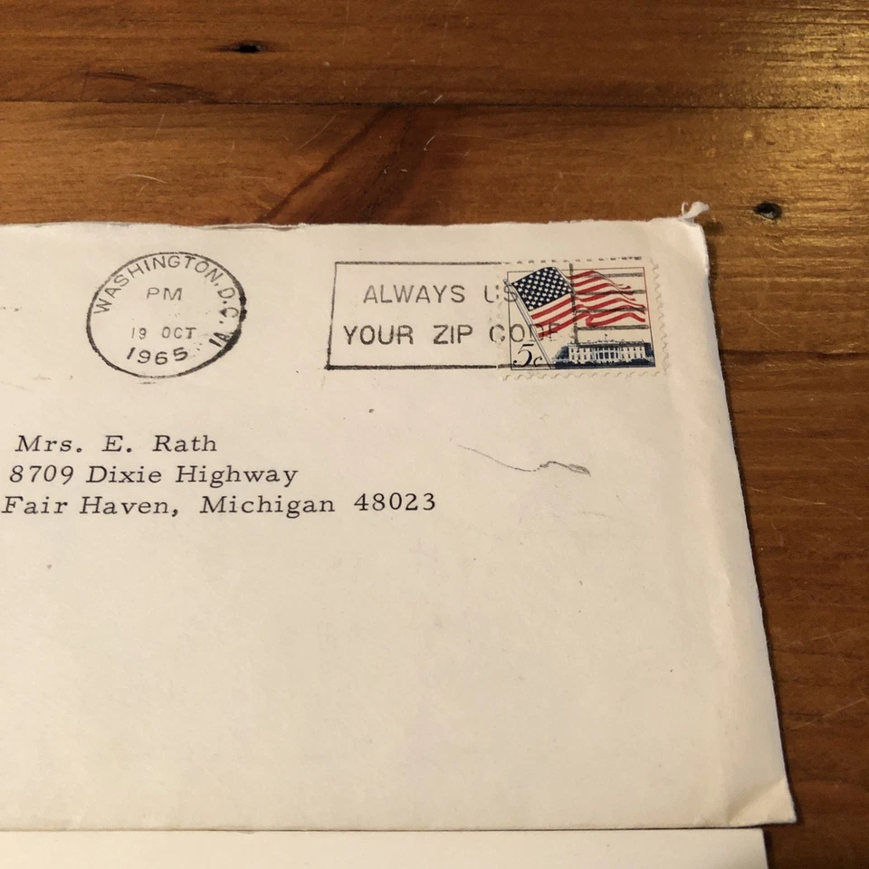 Lyndon Johnson 1965 Card With Envelope Post Mark & Stamp White House - Image 4 of 4