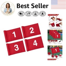 Set of 4 Professional 8x6 Inch Numbered Golf Flags for Backyard Putting Greens