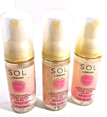 SOL by Jergens Medium Water Mousse, Water-based Self Tanner 1.5oz 3pk