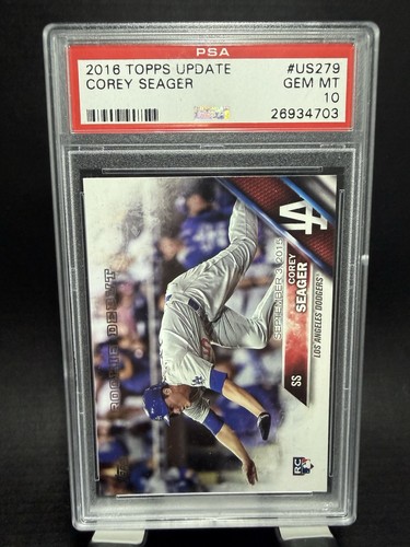 Topps 2016 Update Corey Seager Rookie Debut RC #US279 Los Angeles Dodgers PSA 10