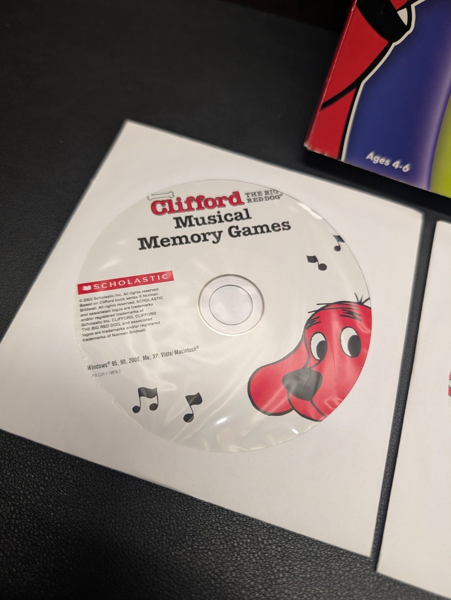 Vintage Scholastic Clifford the Big Red Dog Learning 3 Pack CD-ROM