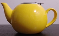 Certified International Yellow Tea Pot W/Removable Tea Strainer