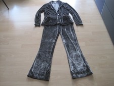 Daniels klassischer Samt Hosenanzug grau khaki Gr. S/M