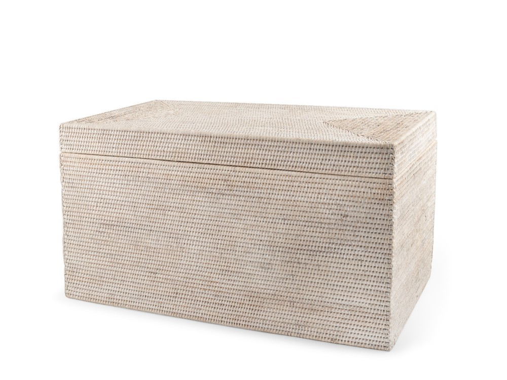 H&H Rattan trunk with bleached lid 78x42x42h