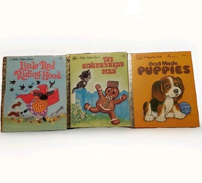 3 Little Golden & HAPPY DAY Books Gingerbread Man, Red Riding Hood, God Made Pup
