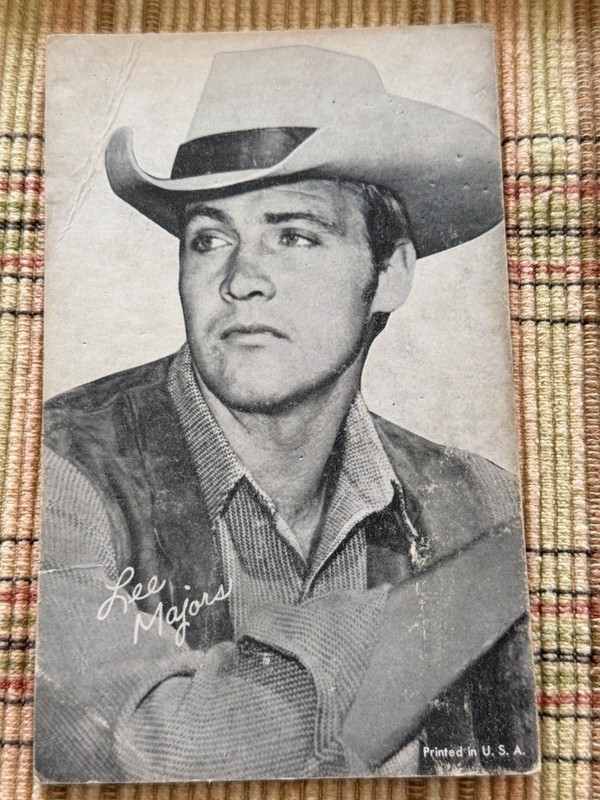 Lee Majors Facsimile Signature Actor Cowboy Big Valley Arcade Card approx 3x5