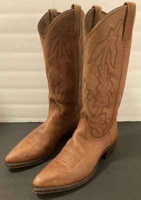 Dan Post Marlboro Boots Women Sz 6.5 M Tan Brown Leather Western P2552 1995 VTG