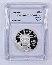 2011-W $100 American Platinum Eagle 1 Oz Platinum PR70 DCAM ICG