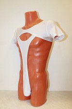 Men Thong Leotard 155-09 Short Sleeve Hip Raised High White Spandex Size L