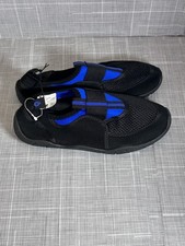 Boys Black Blue Water Shoes Slip-On Quick Dry Size 3D NWOB