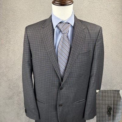 Studio Suits Blazer Mens 40L Gray Plaid Check Reda 1865 Fabric Sport Coat