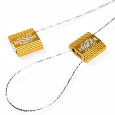 100 Yellow Steel Cable Seals with Barcode, ISO 17712 Security Seals: Truck Se...