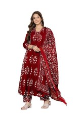 Women Pure Cotton Block Printed Ethnic Wear Kurta  Palazzo Pants  Dupatta Set