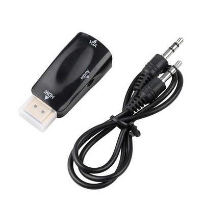 -Kompatibler VGA-Converter, Schwarz, ABS, 3,5-Mm-Klinken-Audio-Converter B3F3