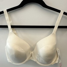 DKNY T-Shirt Bra 36D Ivory Underwired Bow Accent Adjustable Strap NWT  020