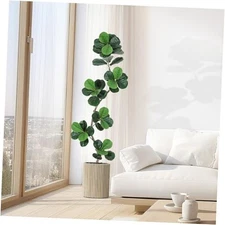  Fiddle Leaf Fig Artificial Tree with White Planter,Faux Plants 6ft Green
