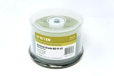 50 Pack Ritek BD-R 25GB 4X Archival Grade Blank Disc Certified by ADTC Japan