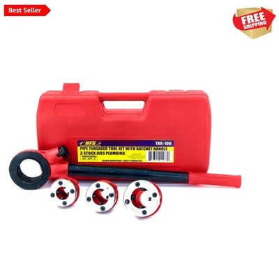 Ergonomic 3-Die Ratchet Pipe Threading Kit - Efficient & Durable Tool Set
