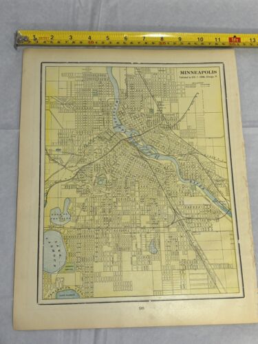 1903 Pictorial Color Map Excerpt 14"x11” Antique Original Minneapolis Milwaukee