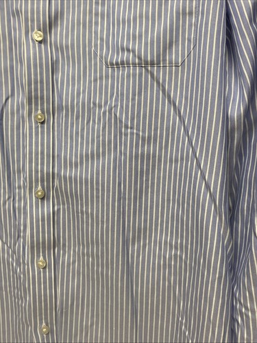 Thomas Pink Mens Shirt Sz 16.5 35 Blue Striped Button Up Natural Fiber Large XL - Picture 9 of 23