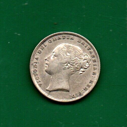 1859 Britain Victoria Shilling silver coin
