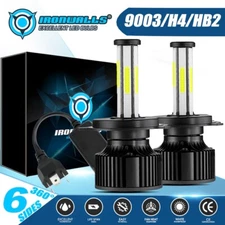 6Sides 9003 H4 LED Headlight Bulbs Kit 475000LM High/Low Beam Super Bright White