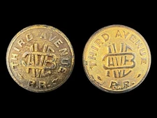 2 Antique Third Ave NY RR Railroad Uniform Brass Buttons Superior Quality