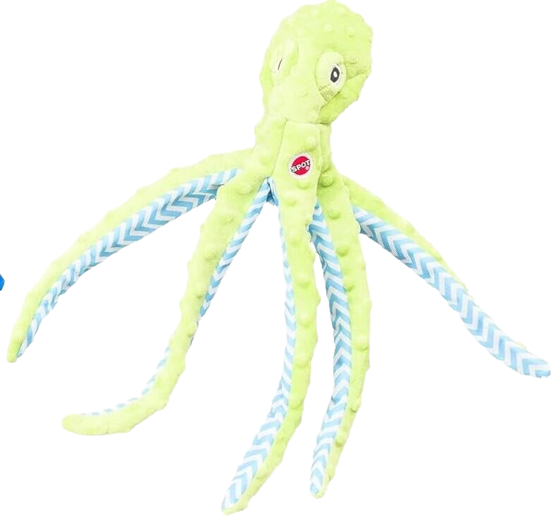 Spot Ethical Extreme Skinneeez Squeaker Green Octopus Dog Toy 16 Inch  Squeakers